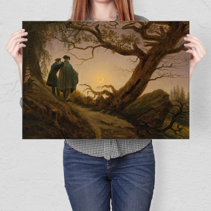 Poster metal Moon Caspar Friedrich gift