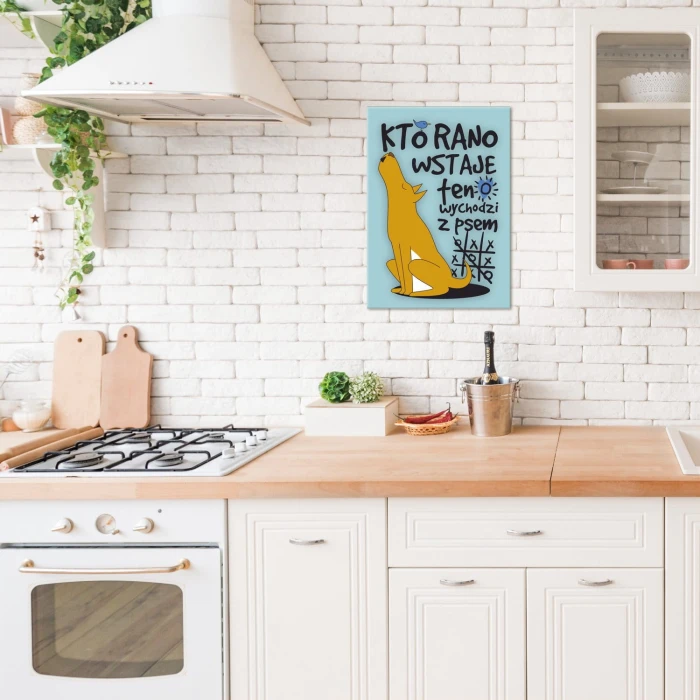 Poster metal kto rano wstaje pies gift