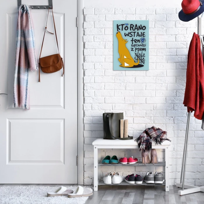 Poster metal kto rano wstaje pies gift