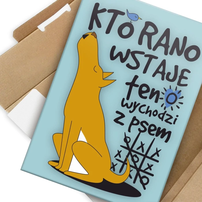 Poster metal kto rano wstaje pies gift