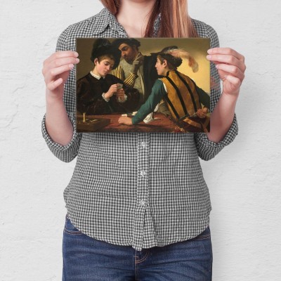 Plakat metalowy Cardsharps Caravaggio Prezent