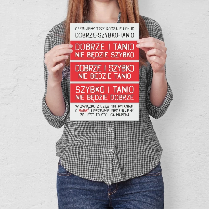 Poster metal Dobrze Szybko Tanio gift