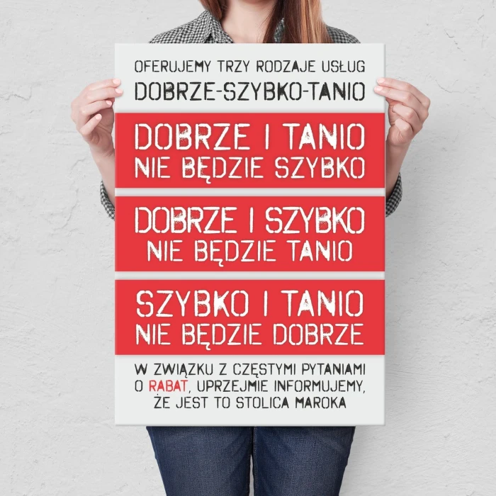 Poster metal Dobrze Szybko Tanio gift