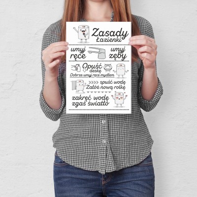 Plakat metalowy zasady łazienki Prezent