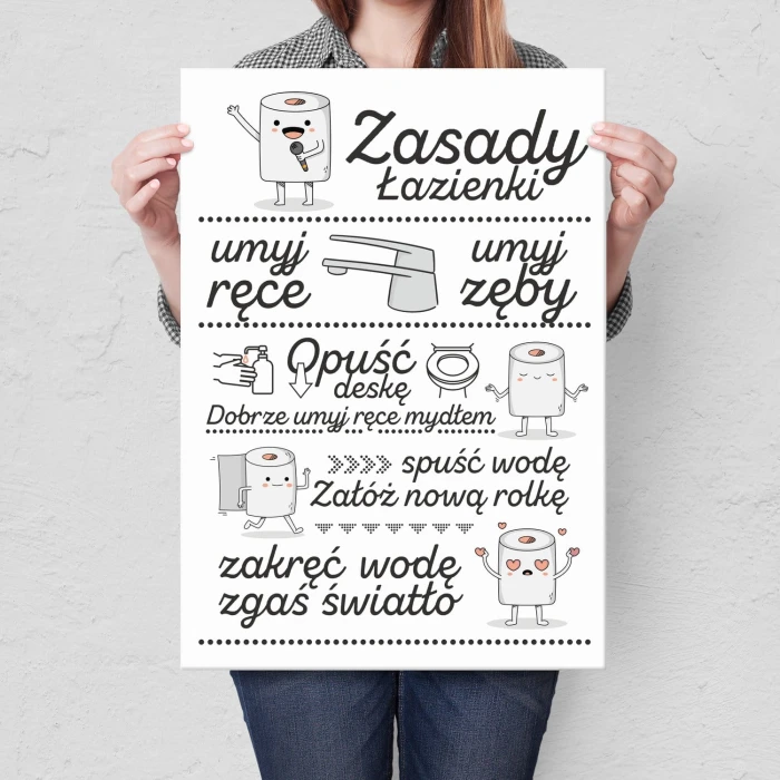 Plakat metalowy zasady łazienki Prezent