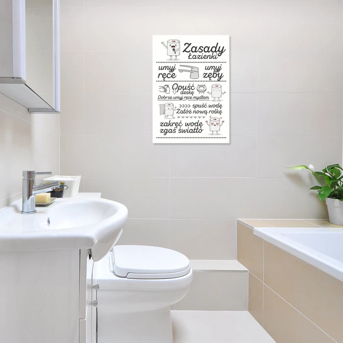 Plakat metalowy zasady łazienki Prezent