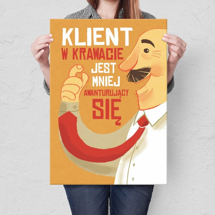Plakat metalowy Klient w krawacie 2 Prezent