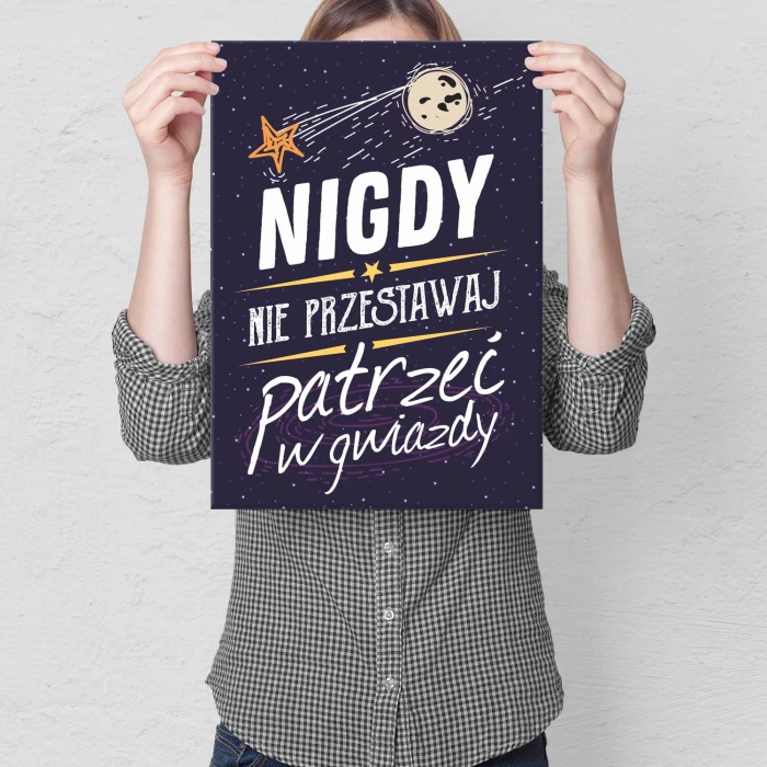 Plakat metalowy Patrz w gwiazdy Prezent