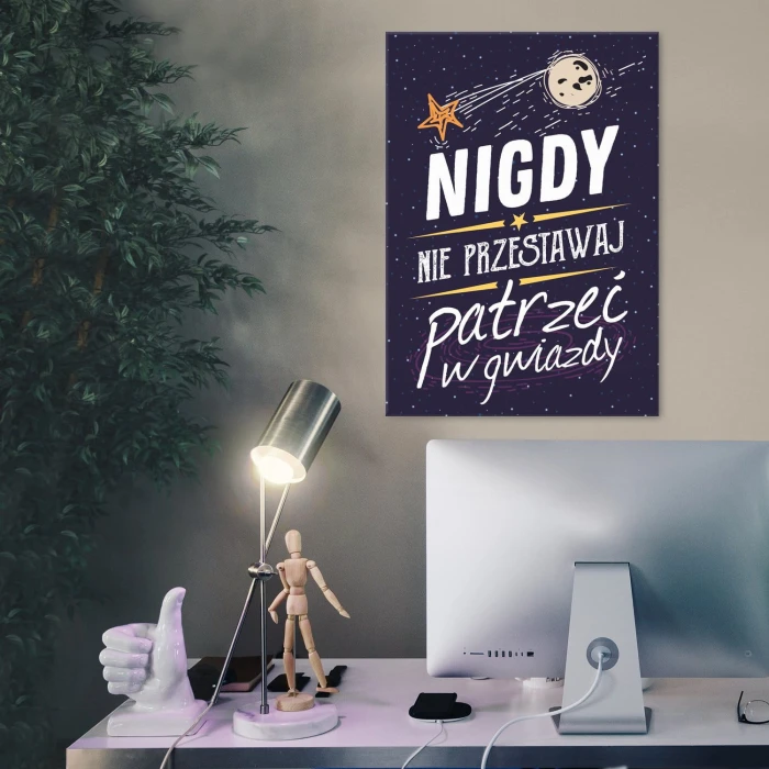 Plakat metalowy Patrz w gwiazdy Prezent
