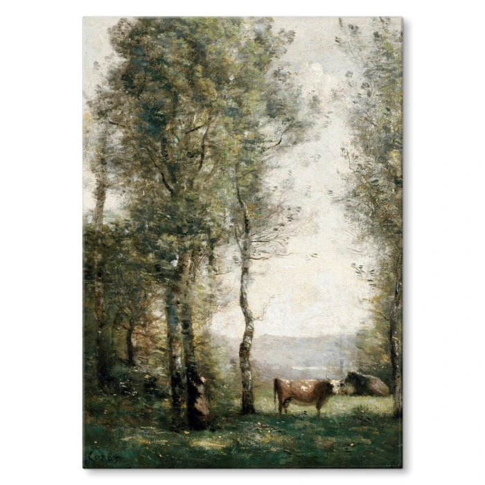 Plakat metalowy Wooded Landscape Corot Prezent