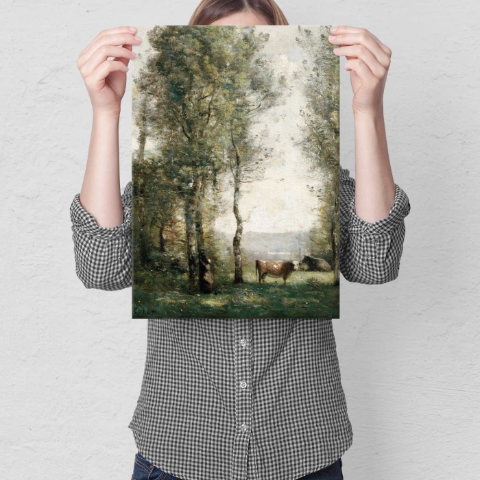 Plakat metalowy Wooded Landscape Corot Prezent