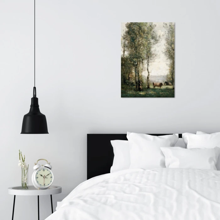 Poster metal Wooded Landscape Corot gift
