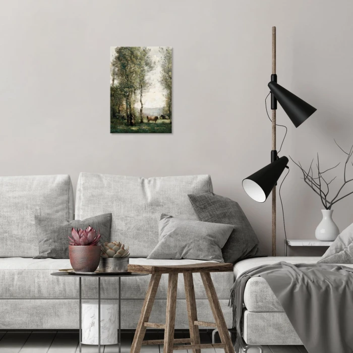 Plakat metalowy Wooded Landscape Corot Prezent