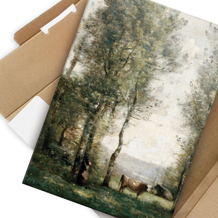 Poster metal Wooded Landscape Corot gift