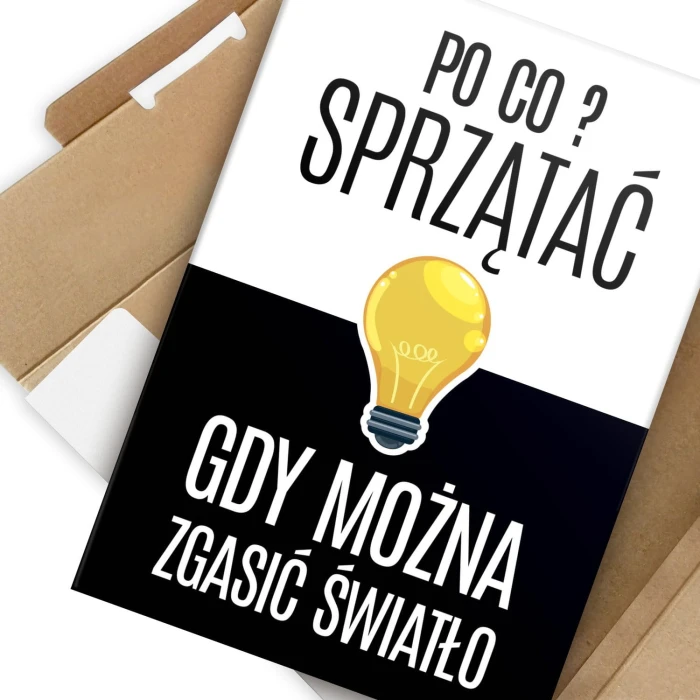 Plakat metalowy Po co sprzątać? Prezent