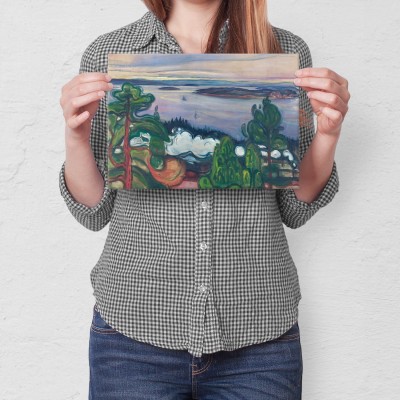 Plakat metalowy Train smoke Edvard Munch Prezent