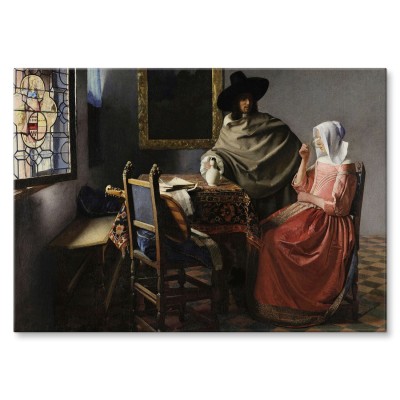 Plakat metalowy Glass of wine Vermeer Prezent