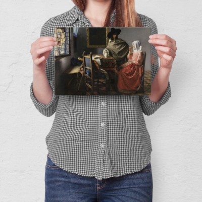 Plakat metalowy Glass of wine Vermeer Prezent