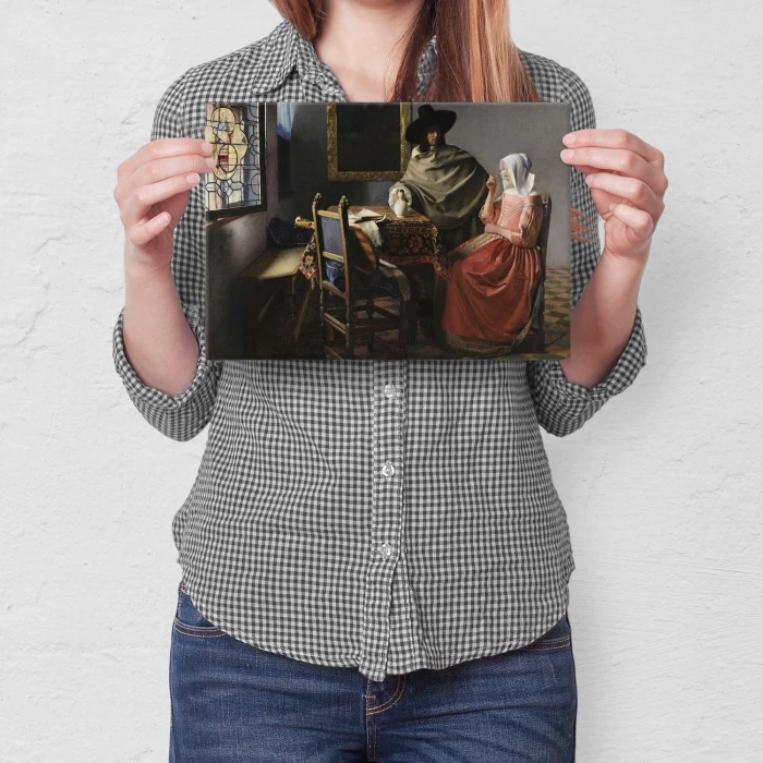 Plakat metalowy Glass of wine Vermeer Prezent