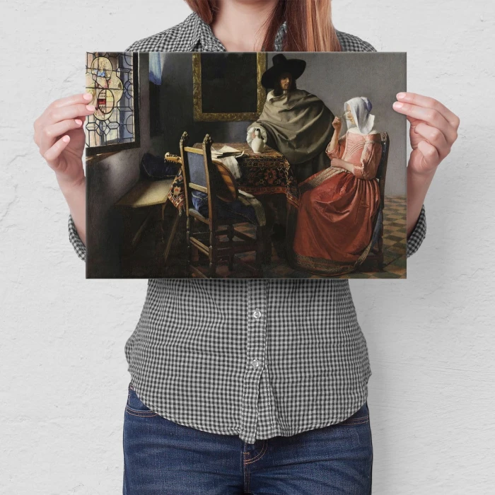 Plakat metalowy Glass of wine Vermeer Prezent
