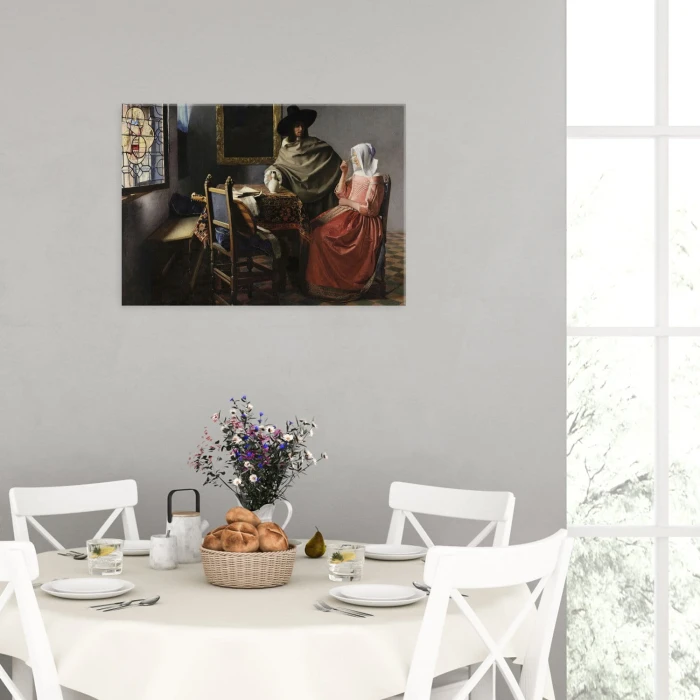 Plakat metalowy Glass of wine Vermeer Prezent