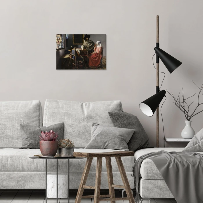 Plakat metalowy Glass of wine Vermeer Prezent