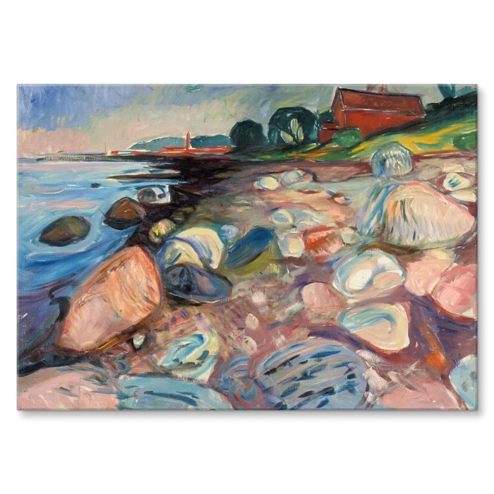 Plakat metalowy Shore red house Munch Prezent