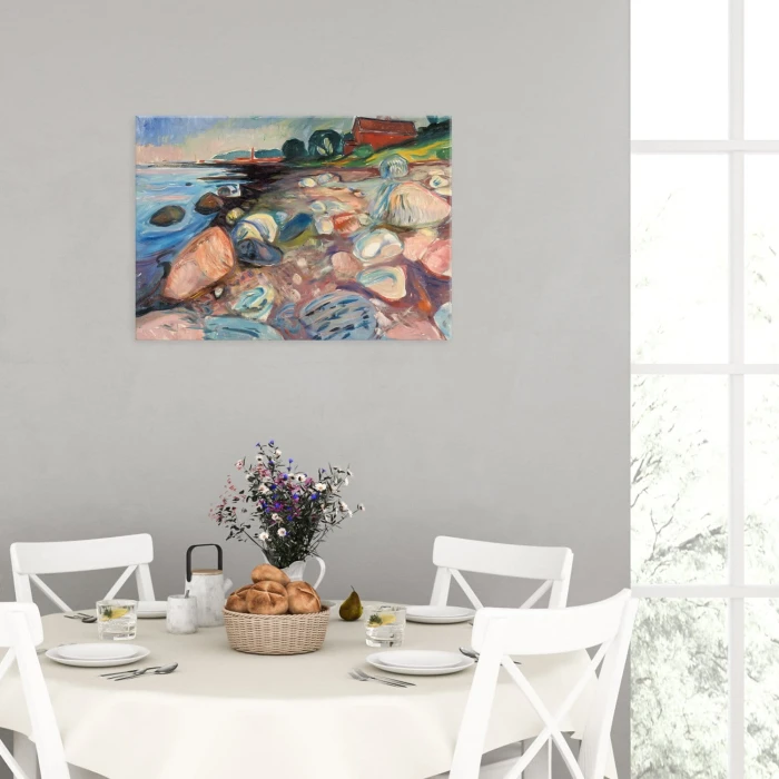 Poster metal Shore red house Munch gift
