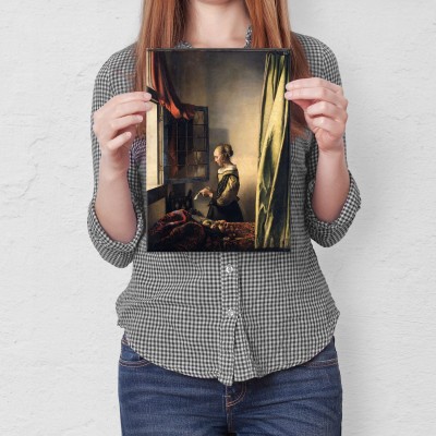 Poster metal Girl reading Vermeer gift