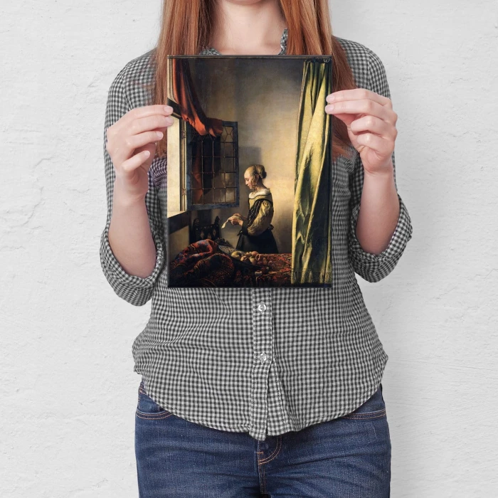 Poster metal Girl reading Vermeer gift