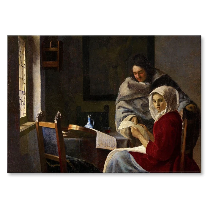 Poster metal Girl interrupted Vermeer gift