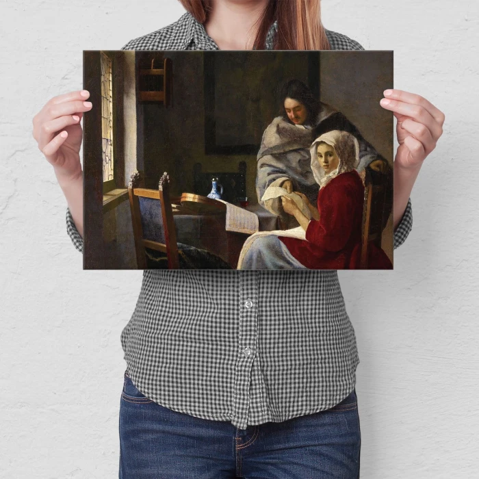 Poster metal Girl interrupted Vermeer gift