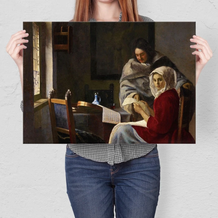Poster metal Girl interrupted Vermeer gift