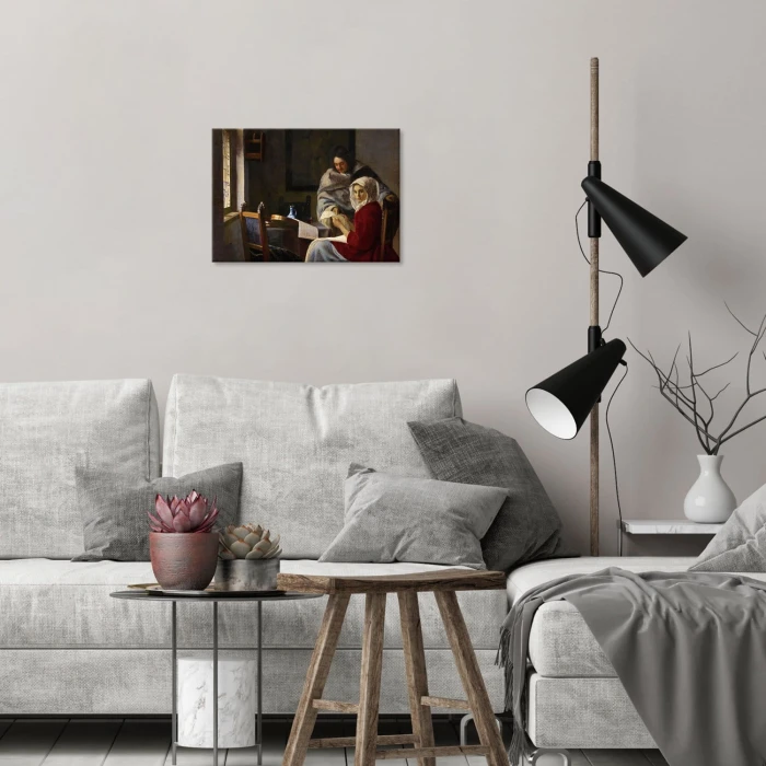 Poster metal Girl interrupted Vermeer gift