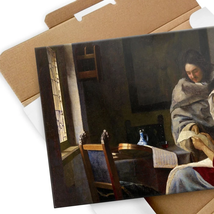 Poster metal Girl interrupted Vermeer gift