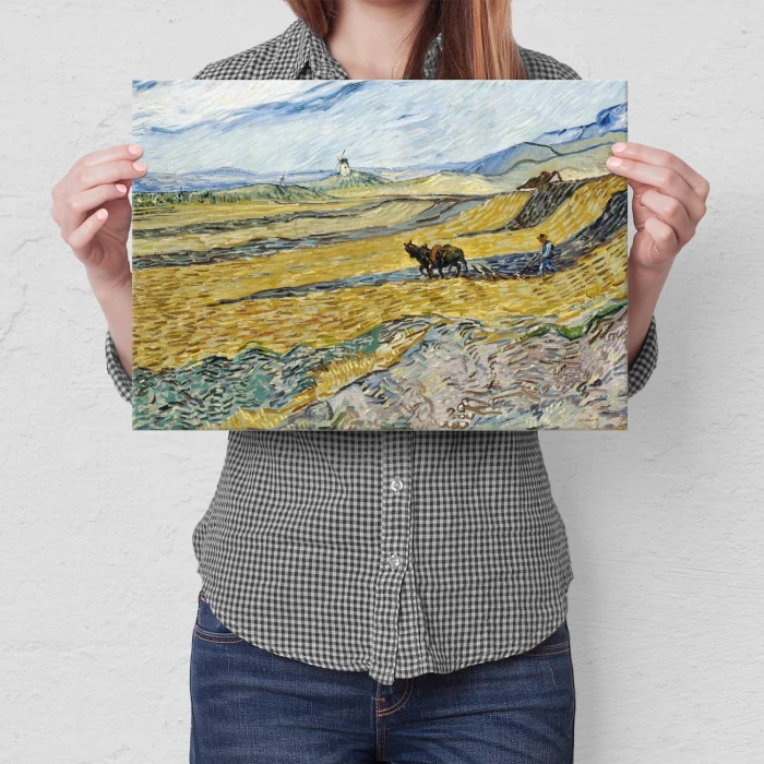 Poster metal Enclosed field van Gogh gift