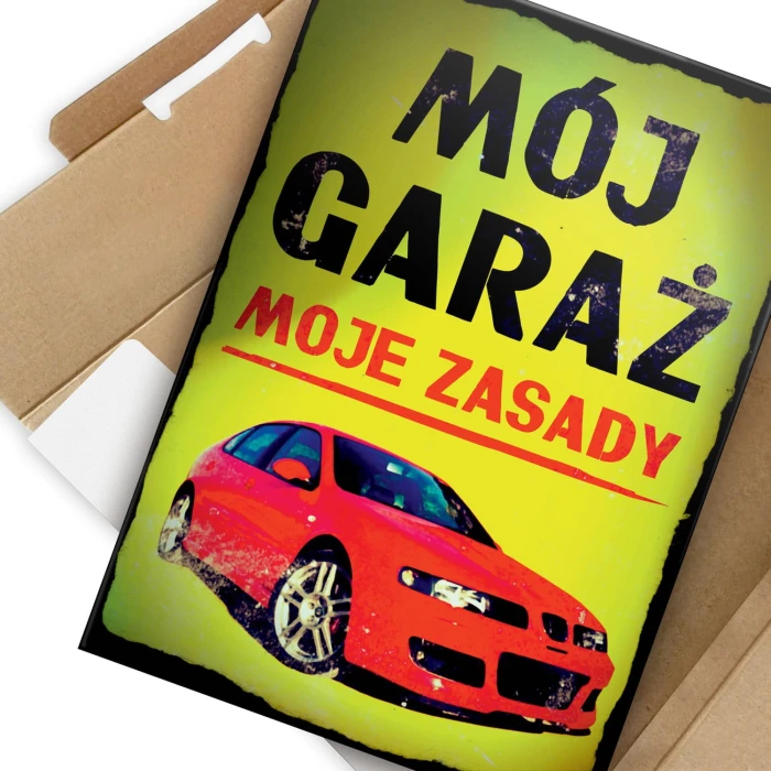 Plakat metalowy Mój garaż Seat Prezent