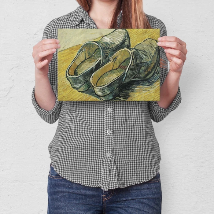 Poster metal Leather clogs van Gogh gift