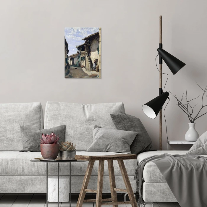 Plakat metalowy Village street Corot Prezent