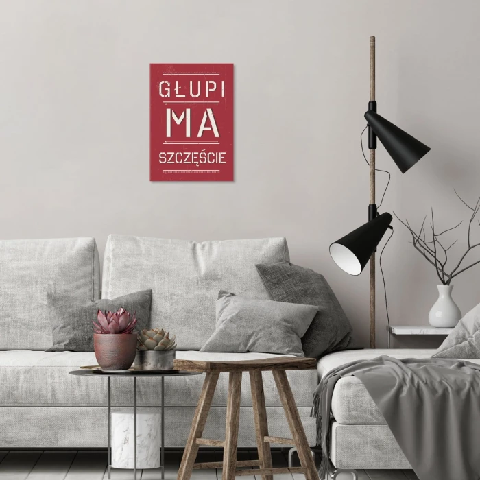 Plakat metalowy głupi ma szczęście Prezent