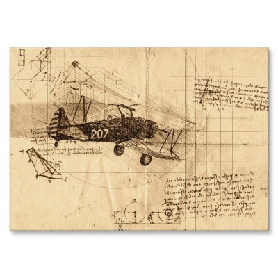 Plakat metalowy plane drawn Prezent