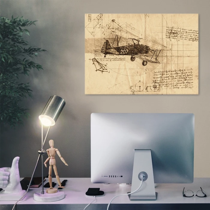 Plakat metalowy plane drawn Prezent