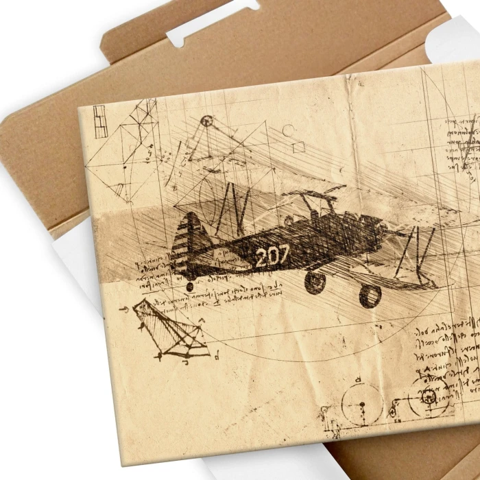 Plakat metalowy plane drawn Prezent