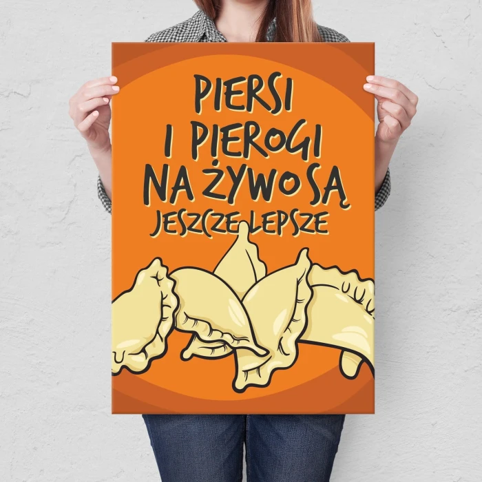 Plakat metalowy piersi i pierogi Prezent