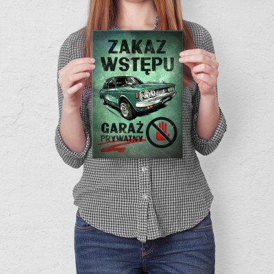 Plakat metalowy Garaż prywatny Prezent