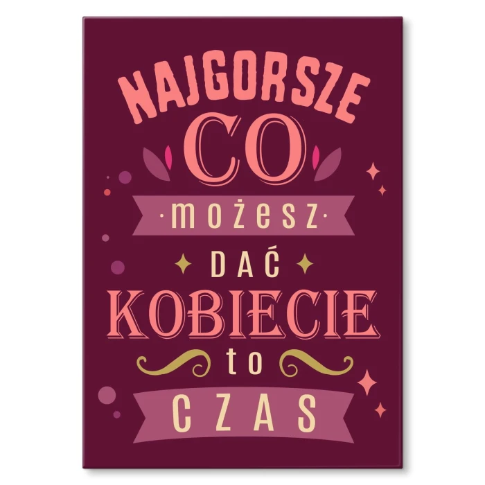 Plakat metalowy kobieta i czas Prezent