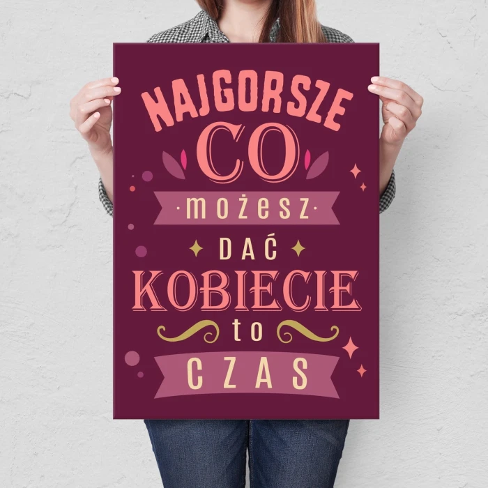 Plakat metalowy kobieta i czas Prezent