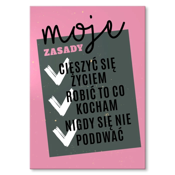 Plakat metalowy MOJE ZASADY Prezent