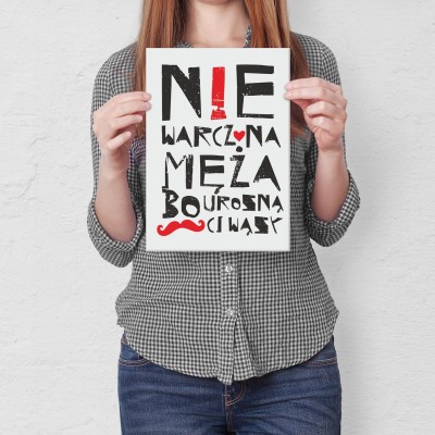 Plakat metalowy nie warcz na męża Prezent