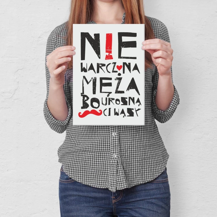 Plakat metalowy nie warcz na męża Prezent